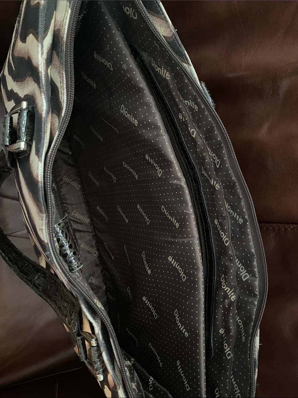 Zebra-Print Tote Bag in Brown and Cream - Picture 8 of 9